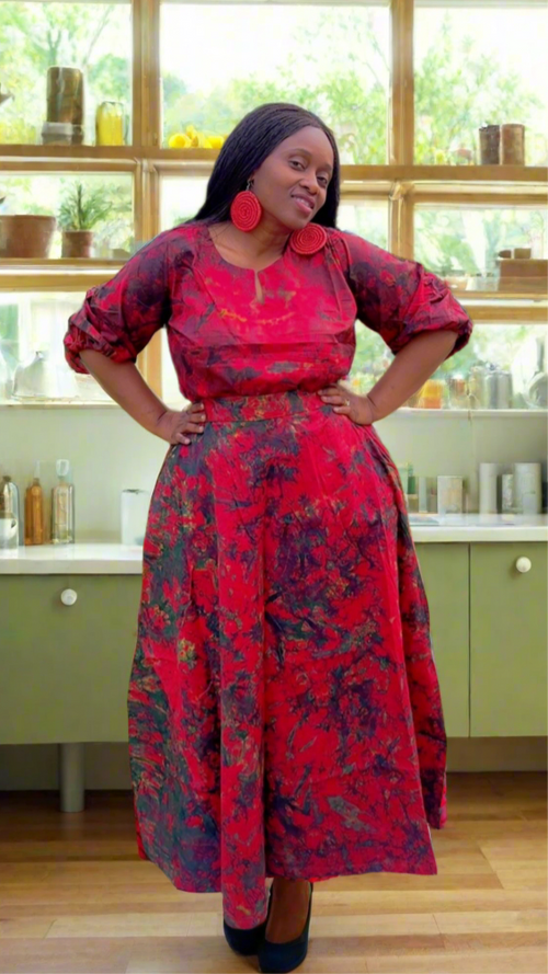Adire Two Piece Crop Top and Full Length Skirt