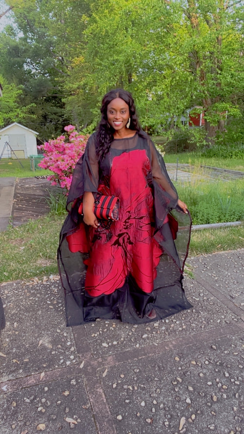 Floral Beauty Chiffon Gown with Black Inner