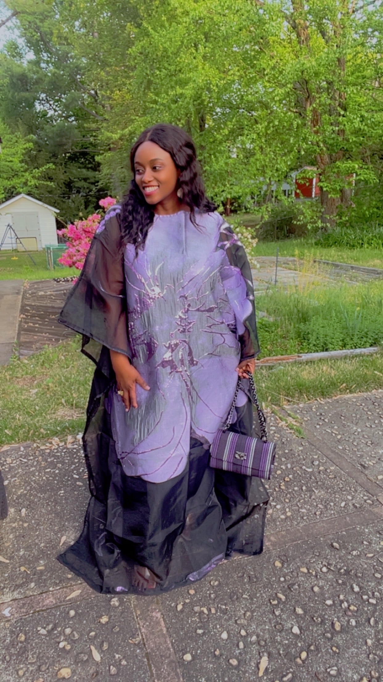 Floral Beauty Chiffon Gown with Black Inner