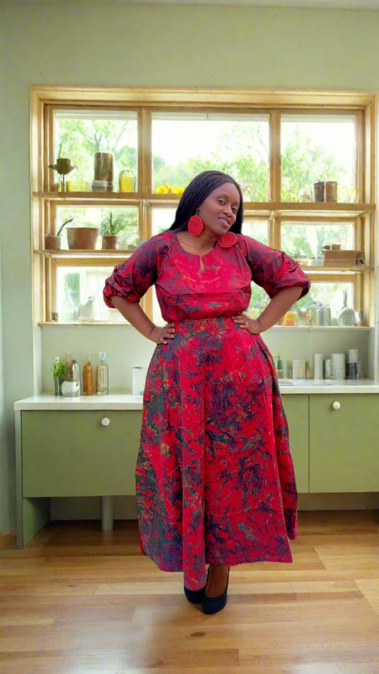 Adire Two Piece Crop Top and Full Length Skirt