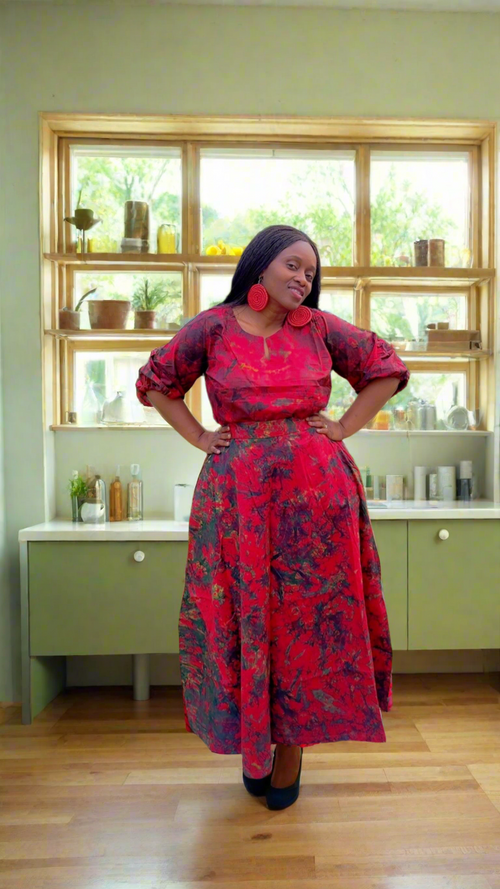 Adire Two Piece Crop Top and Full Length Skirt