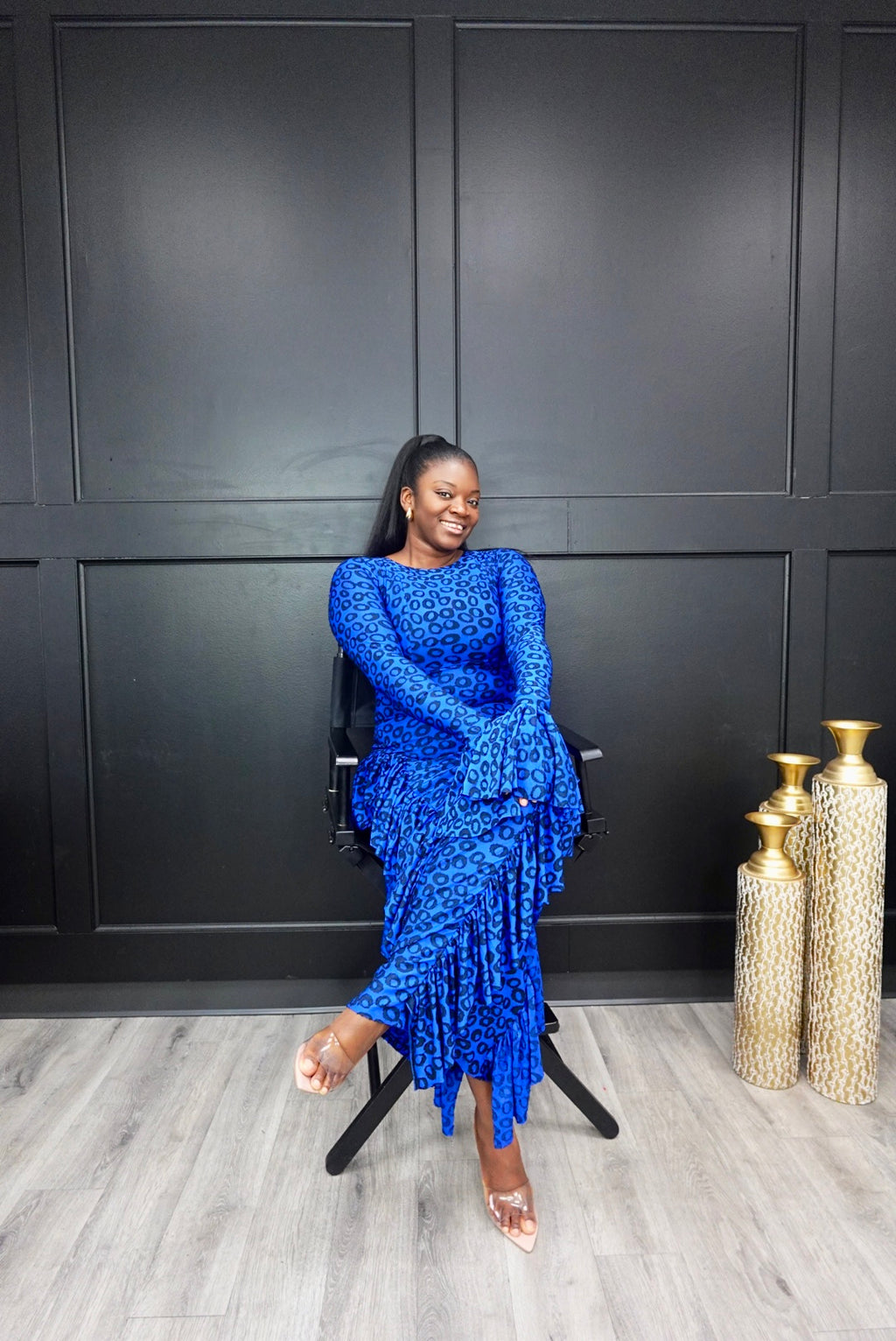 Blue Velvet Mesh Dress