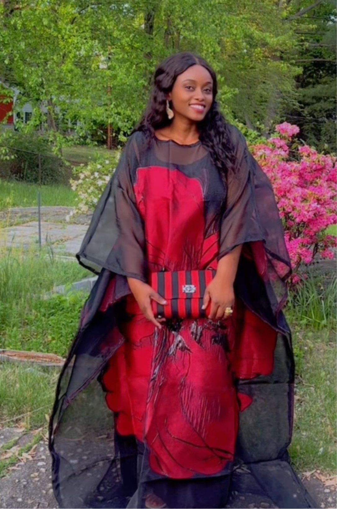 Floral Beauty Chiffon Gown with Black Inner